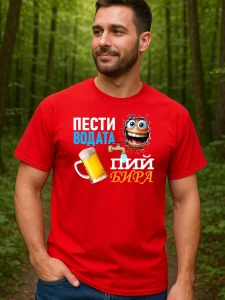 Тениска Пести водата пий бира + изтрещялник